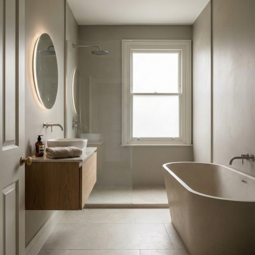 Painter and decorator in Birmingham applying interior wall paint with clean finish